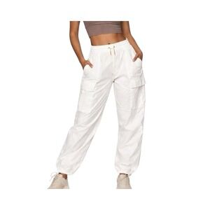 Athleta Alicia Keys Keys Cargo Pants White High Rise Drawstring Size 4